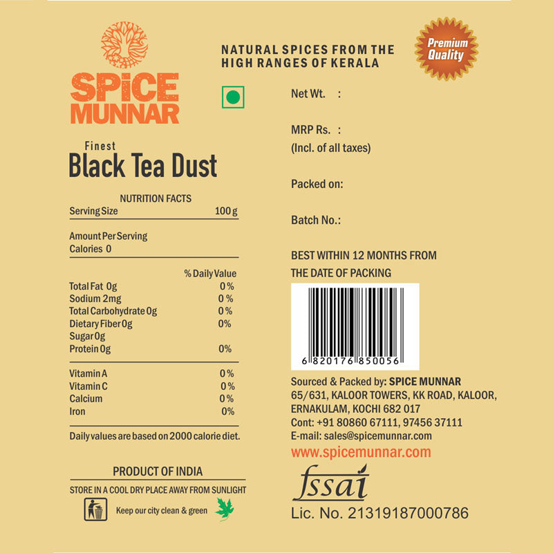 Spice Munnar Black Tea Dust packaging
