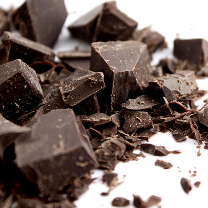 Close-up of dark chocolate chunks