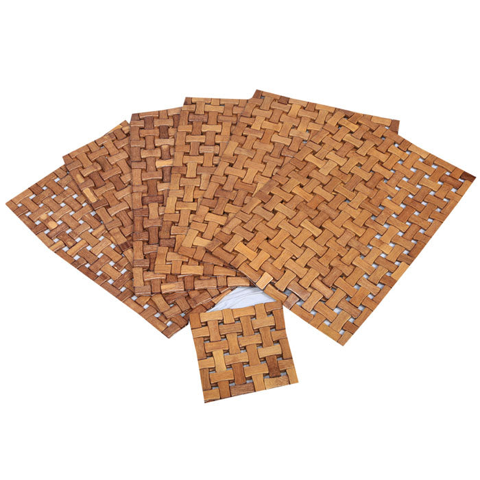 Set of woven wooden placemats  
