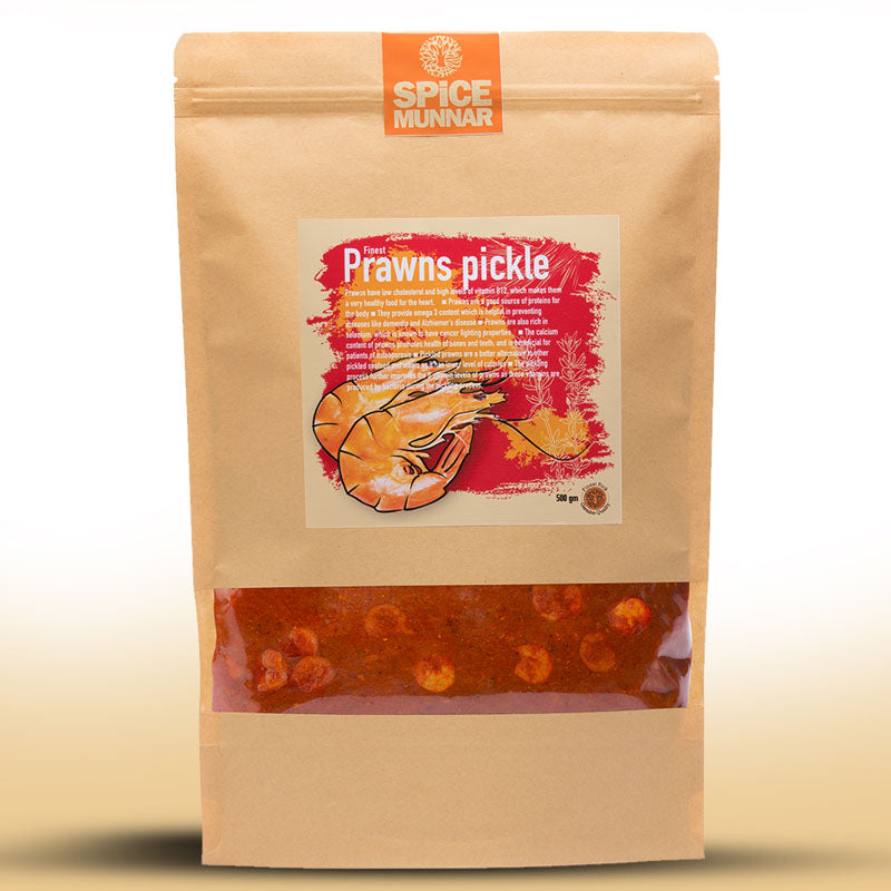 Spice Munnar prawns pickle packaging  
