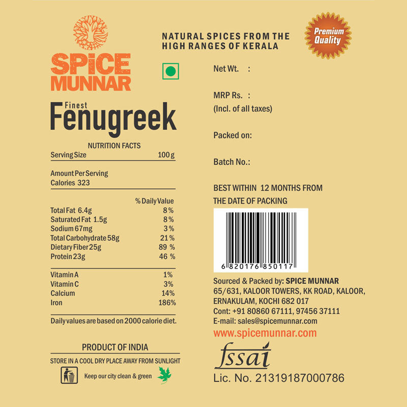 Spice Munnar Fenugreek spice packaging  