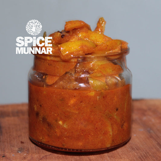 Jar of Lemon Pickle with 'Spice Munnar' logo  