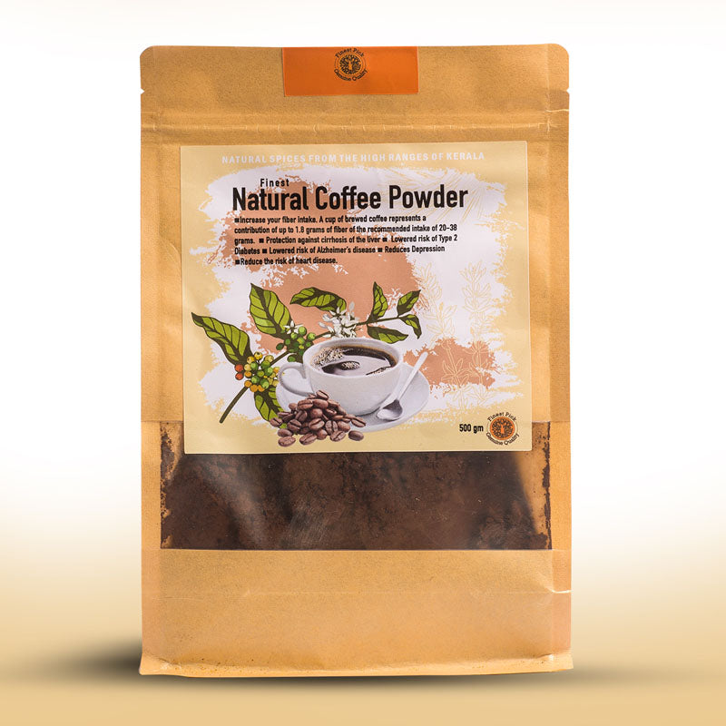 Package of natural coffee powder from Spice Munnar