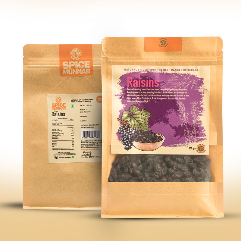 Two packages of Spice Munnar raisins  
