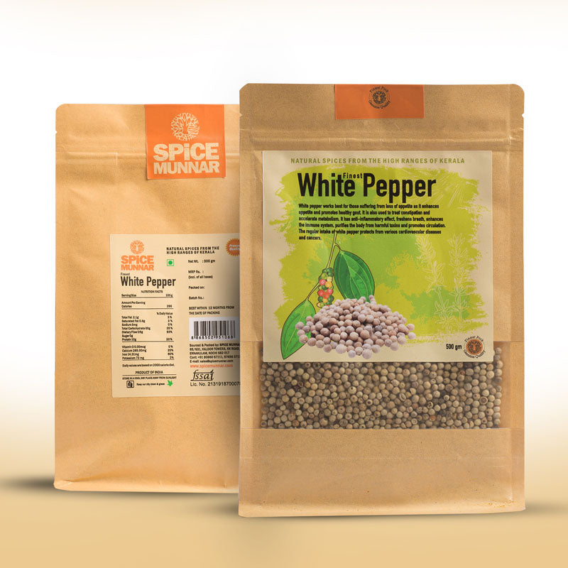 Two packages of Spice Muninar white pepper 