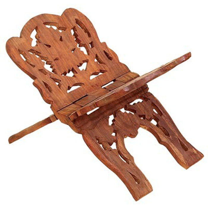 Wooden book stand with intricate carvings